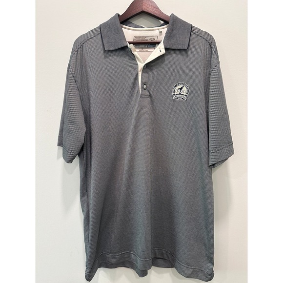 Cutter & Buck Polo PGA Golf Shirt Wicking Performance Gray Houndstooth L - Picture 1 of 12